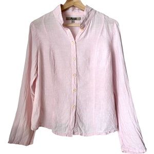 FLAX 100% Linen Button Down Pink Top Petite